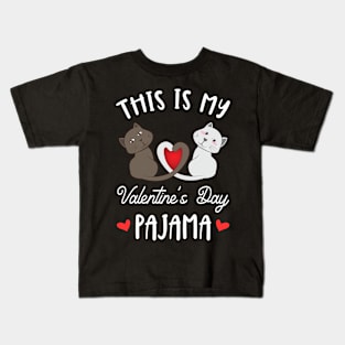 This is My Matching Valentines Day Pajama For Cat Lovers Kids T-Shirt